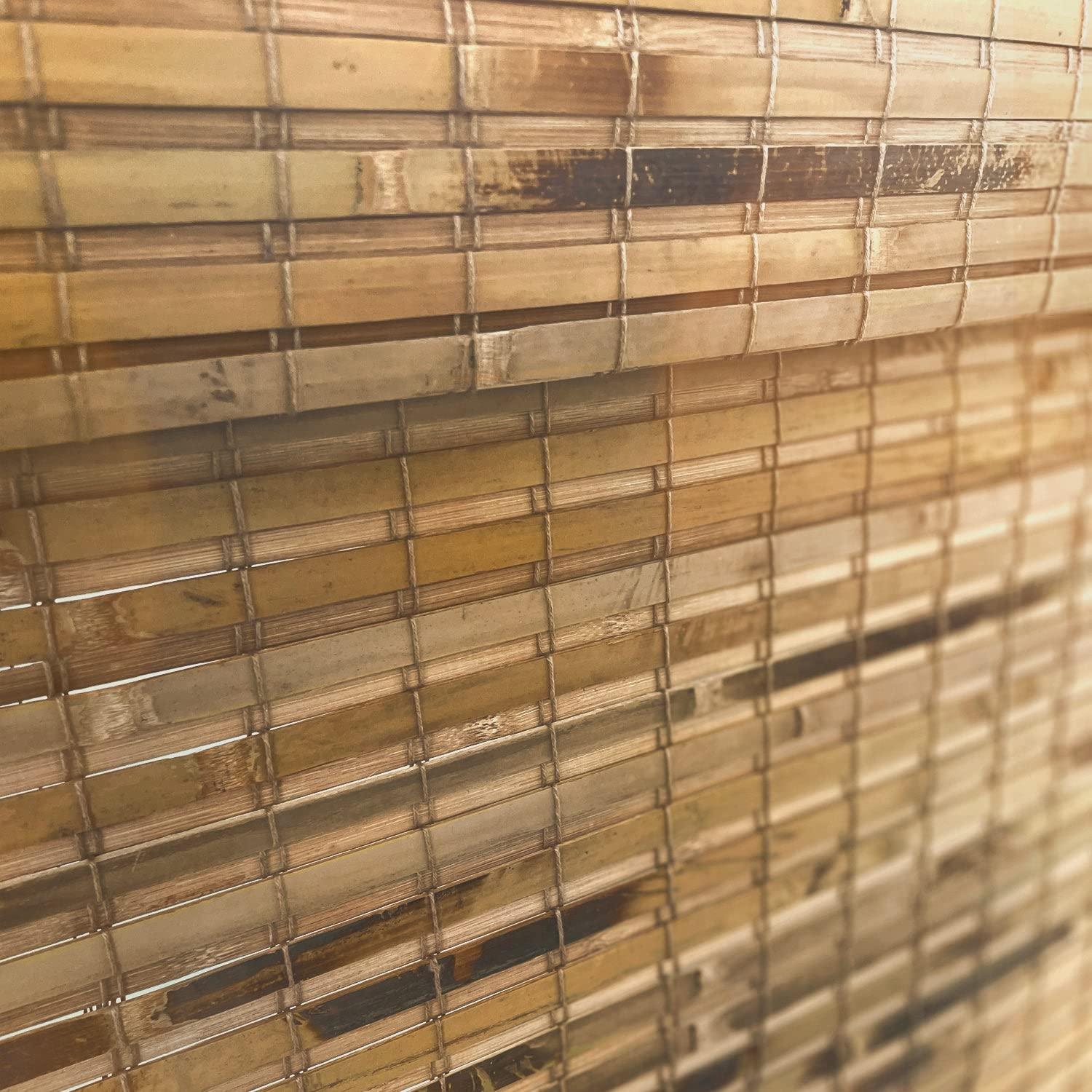 Mood MOOD Custom Bamboo Shades | Natural | Cordless Bamboo Roman Shades for Windows and Doors (Natural Woven) | Natural Cedar (Great Privacy) | 61" W X 72" H