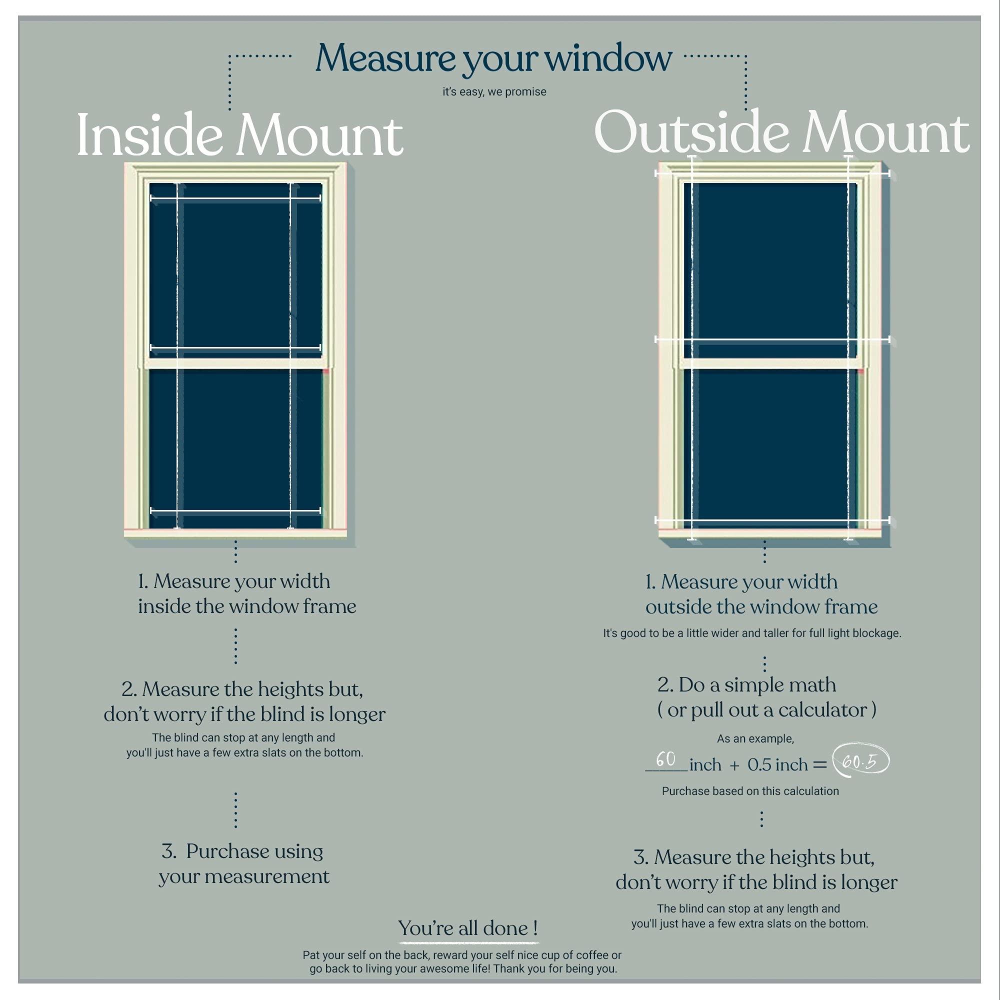 Mood Mood Faux Wood Blinds | 32 inch Blinds for Windows | 2" Cordless Blackout Window Treatment | Comfort White | 32 x 54