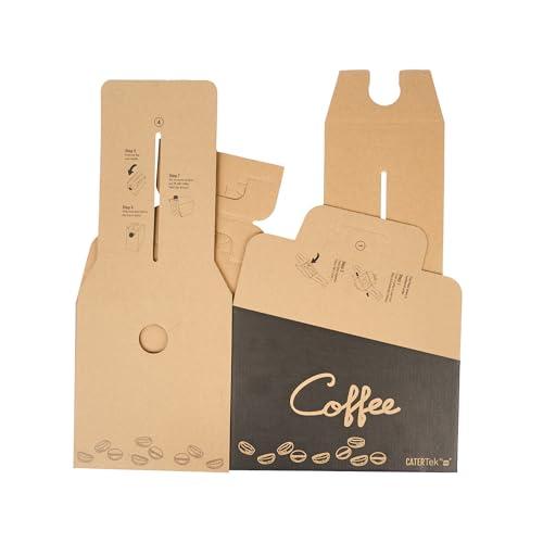 Restaurantware Restaurantware-12 x 7.5 x 8.5 Inch 96 Ounce Disposable Coffee Dispensers, 10 Insulated Coffee Take Out Containers - Built-In Handle, Portable Design, Kraft With Black Paper Coffee To Go Boxes