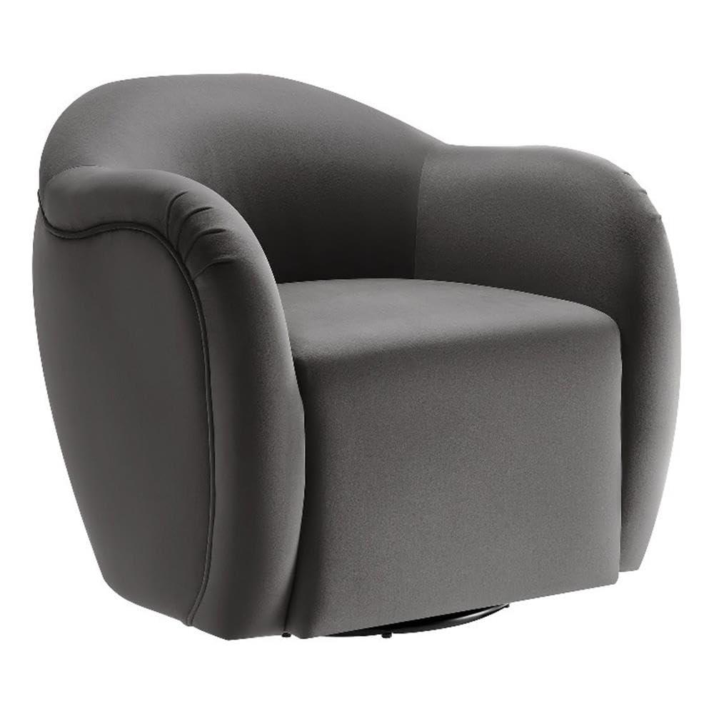 Modway Modway Compose Performance Velvet Swivel Armchair in Storm Gray - Barrel Accent Chair - Comfy Round Single Sofa Chair with 360 Rotation - Modern Upholstered Club Chair for Living Room, Bedroom
