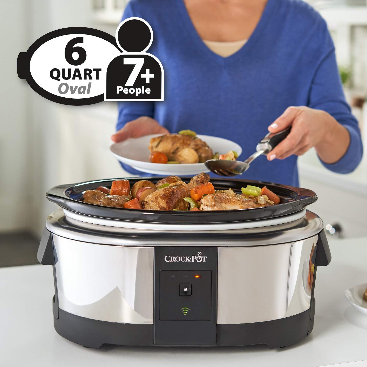 Crock-Pot Crock-Pot 6 Quart Programmable Slow Cooker and Food Warmer Works with Alexa, Stainless Steel (2139005)