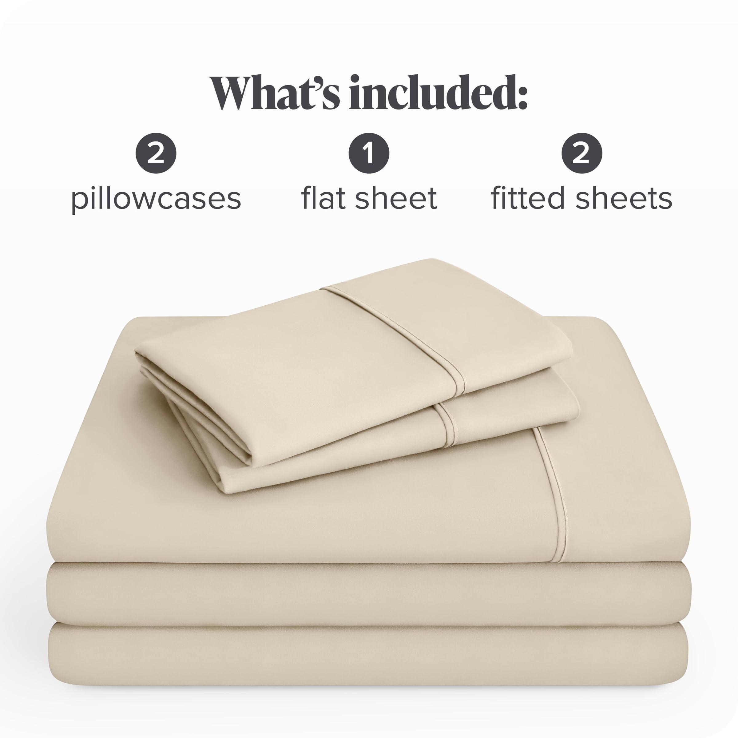Bare Home Bare Home Split California King Sheet Set - 1800 Ultra-Soft Microfiber Split California King Bed Sheets - Double Brushed - Deep Pockets - Easy Fit - 5 Piece Set - Bed Sheets (Split Cal King, Sand)