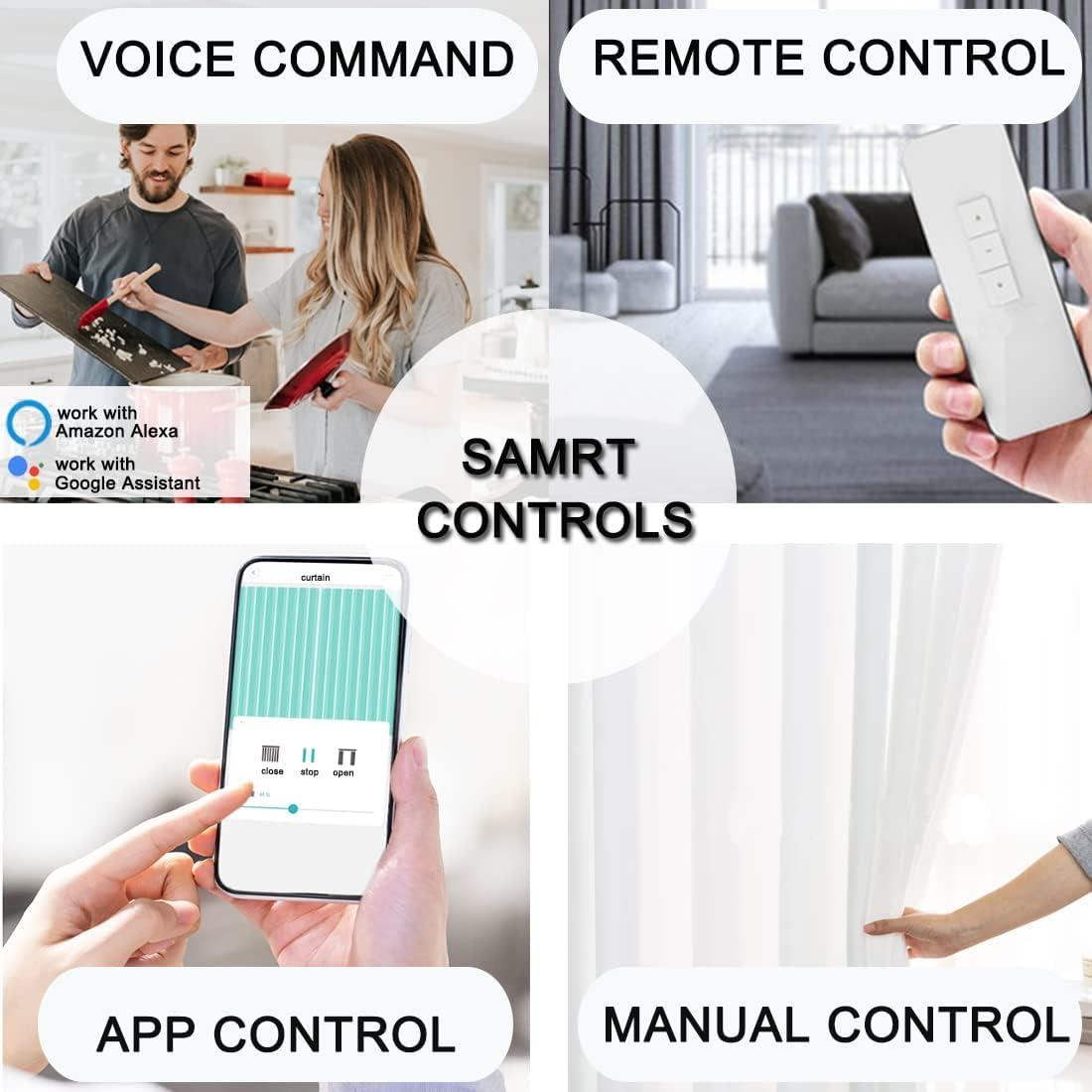 Dherju Celling Smart Curtains System, Electric Track with Adjustable Rail,Automatic Curtain Opener,Motorized Curtains Rods With Remote, Compatible with Alexa/Google Home (Up to 160in)