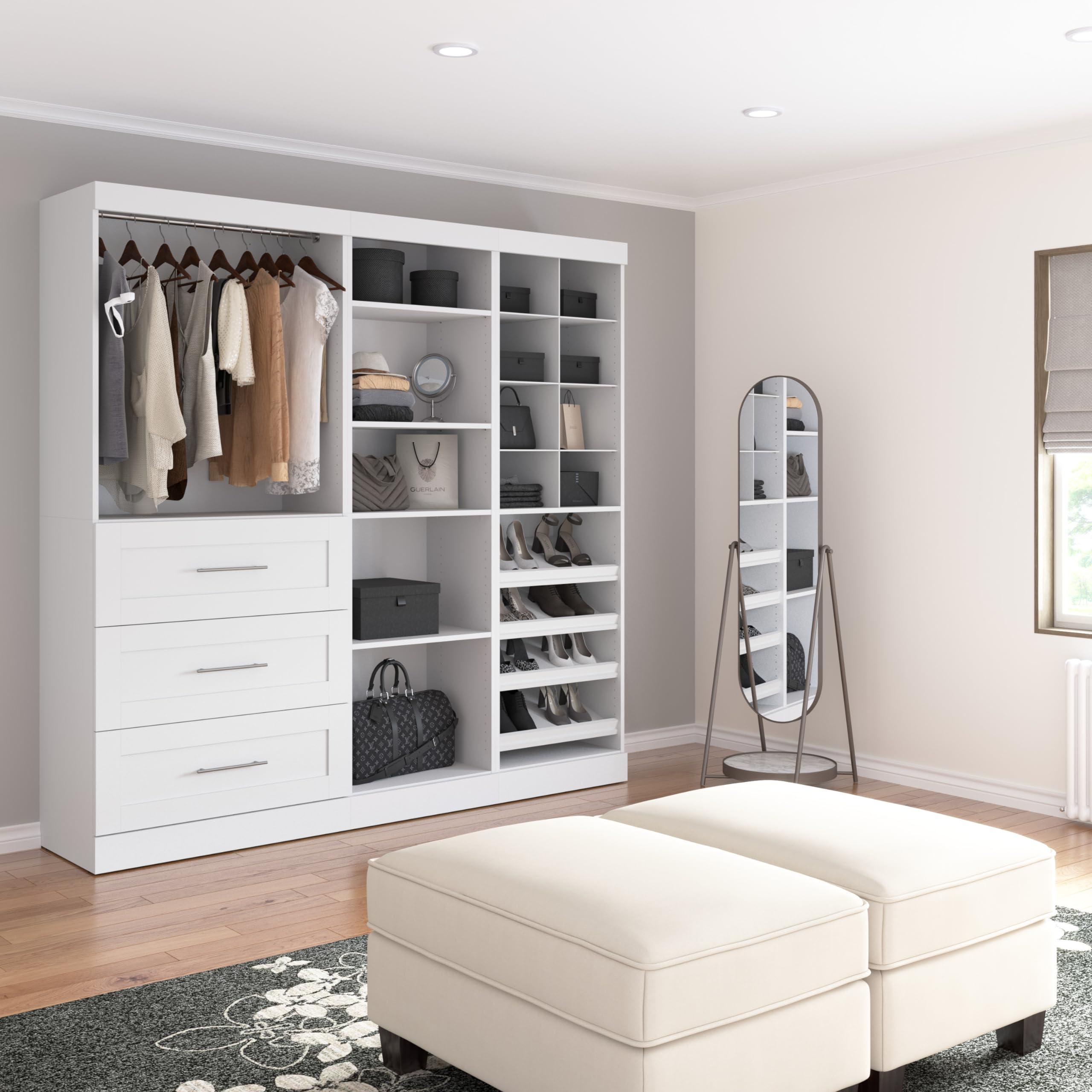 Bestar Bestar Closet Organizer System 86-inch for Walk-In Closets, Bedroom, Entryway, Pur Collection, Modern, White