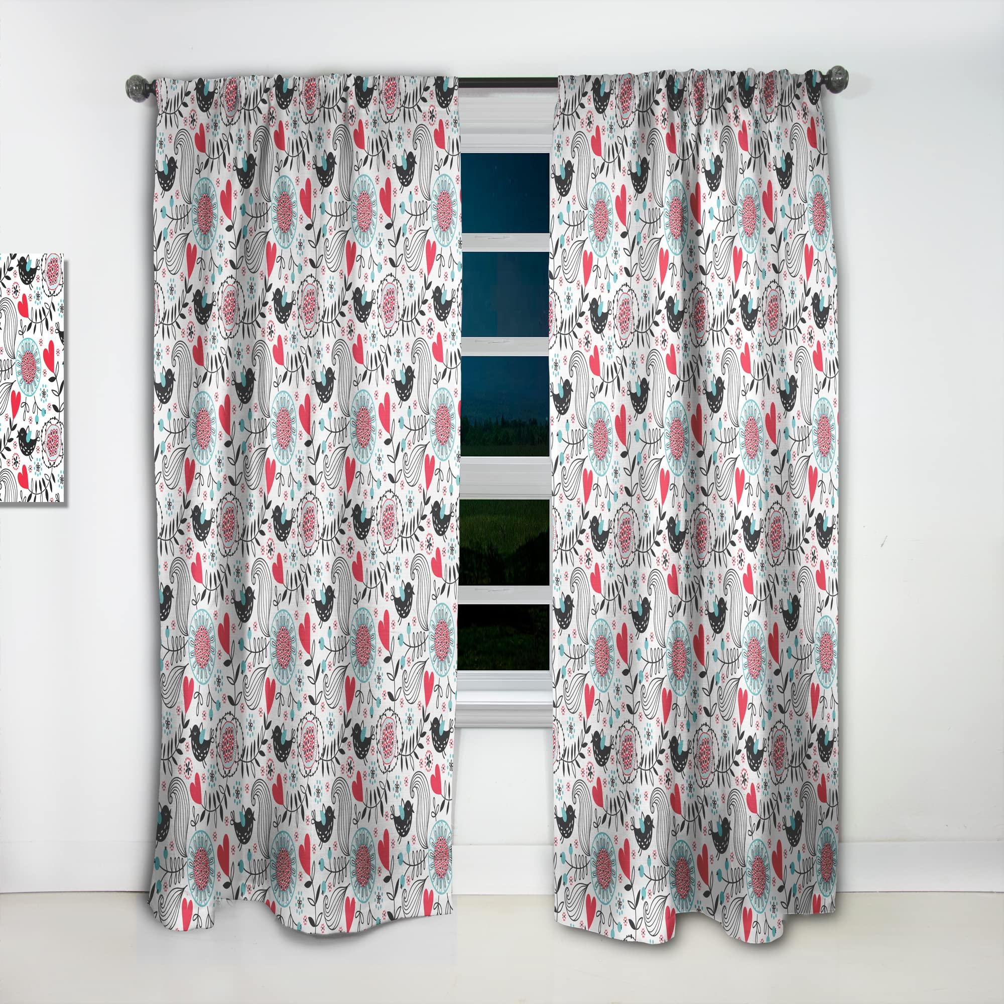 DesignQ DesignQ Curtains 'Romantic Floral Pattern' Curtains for Bedroom, Curtains for Living Room, Curtains & Drapes - Thermal Insulated - Single Panel-52x120