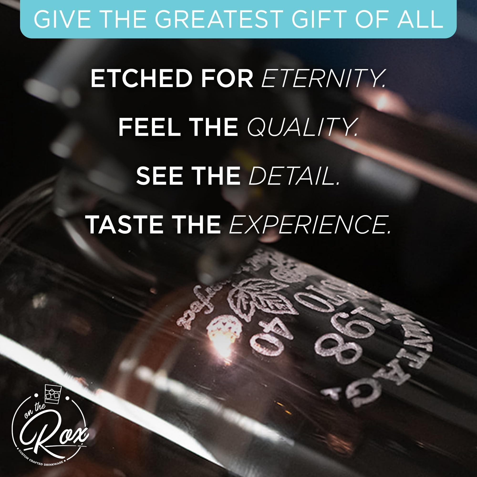 On The Rox Drinks Monogrammed A-Z Wine Gifts for Women - 12.75 oz Engraved Personalized Wine Glass- Funny Wine Lover Monogram Gifts for Women - Unique Wine Glasses Gift Set (M)