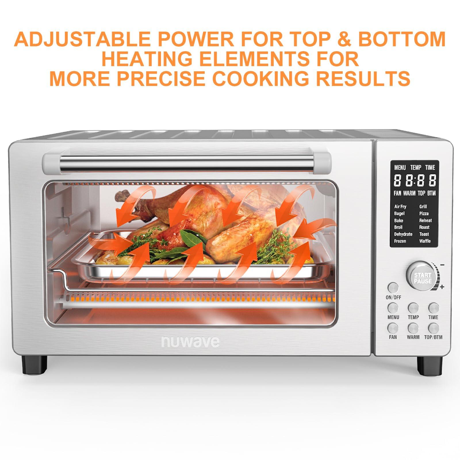 Nuwave Nuwave Bravo Air Fryer Toaster Smart Oven, 12-in-1 Countertop Convection, 1800 Watts, 21-Qt Capacity, 50-450F Temp Controls, Top and Bottom Heater Adjustments 0%-100%, PFAS Free, Stainless Steel