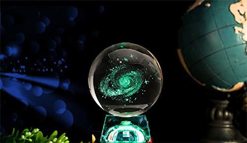 Zulux Zulux Galaxy Crystal Ball - Galaxy Balls for Kids with LED Lamp Base, Clear 80mm(3 inch) Galaxy Glass Art for Kids Birthday Gifts, Teacher Gifts,Gift for Anniversary and Boyfriend Birthday