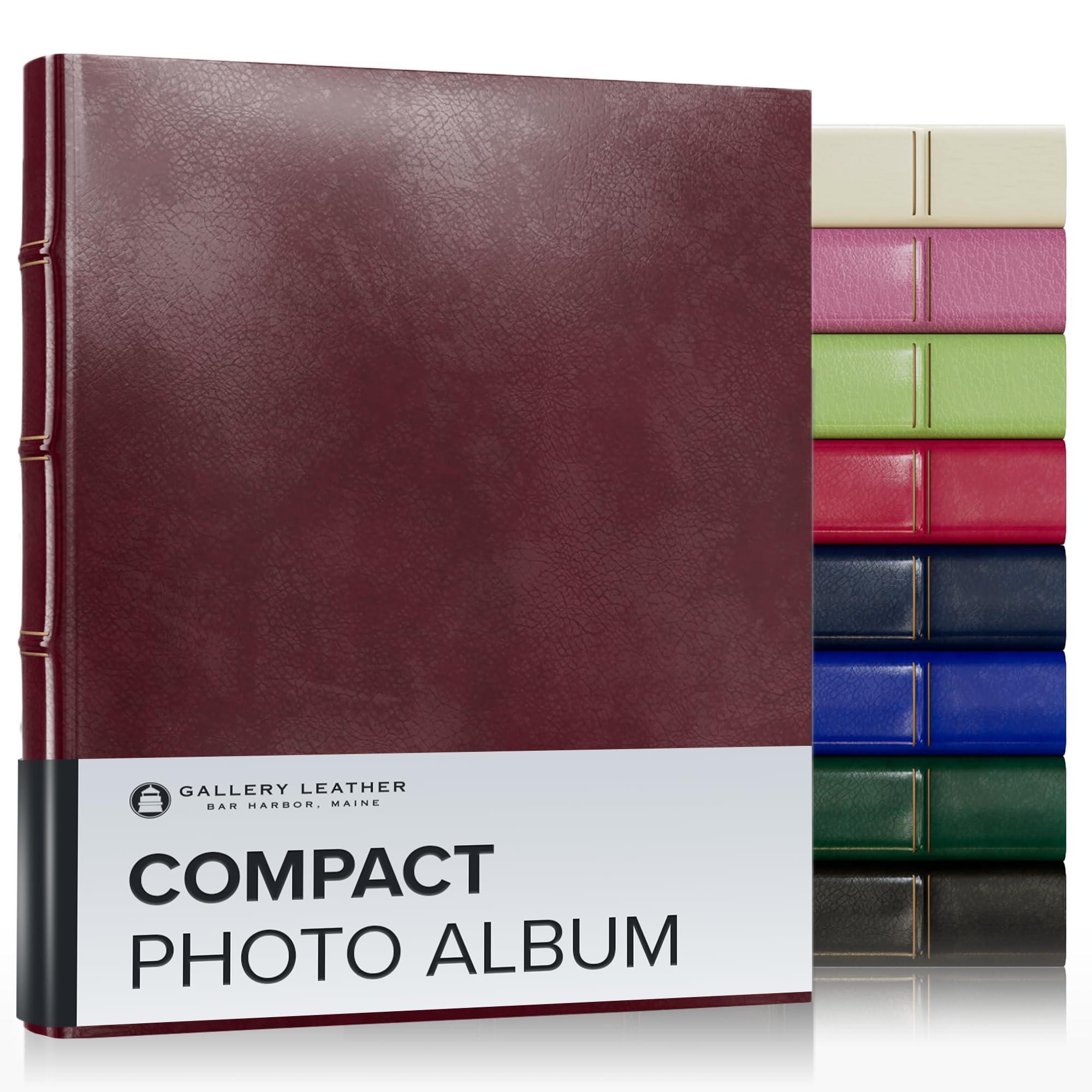 Gallery Leather Gallery Leather Photo Album 4x6-3 Ring Binder Photo Album, 60 Pages for 120 Photos, Fillable, Can Fit 4x6 Photos, Handcrafted - Acadia Burgundy - 9.25 x 8 \", Compact