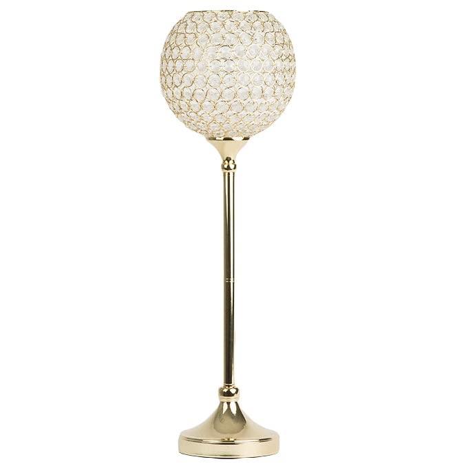 CVL CVL Glass Crystal Bowl/Ball Centerpiece on Stand 30\", Bowl Size: Approx. 10\" - Gold