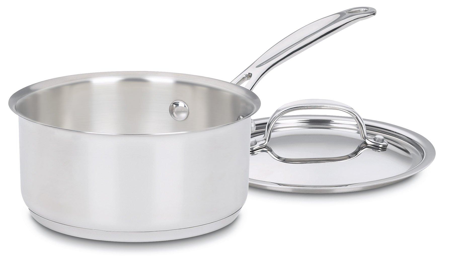 Cuisinart Cuisinart 619-14 Chef\'s Classic 1-Quart Nonstick-Hard-Anodized, Saucepan w/Cover & 719-14 1-Quart Chef\'s-Classic-Stainless-Cookware-Collection, Saucepan w/Cover