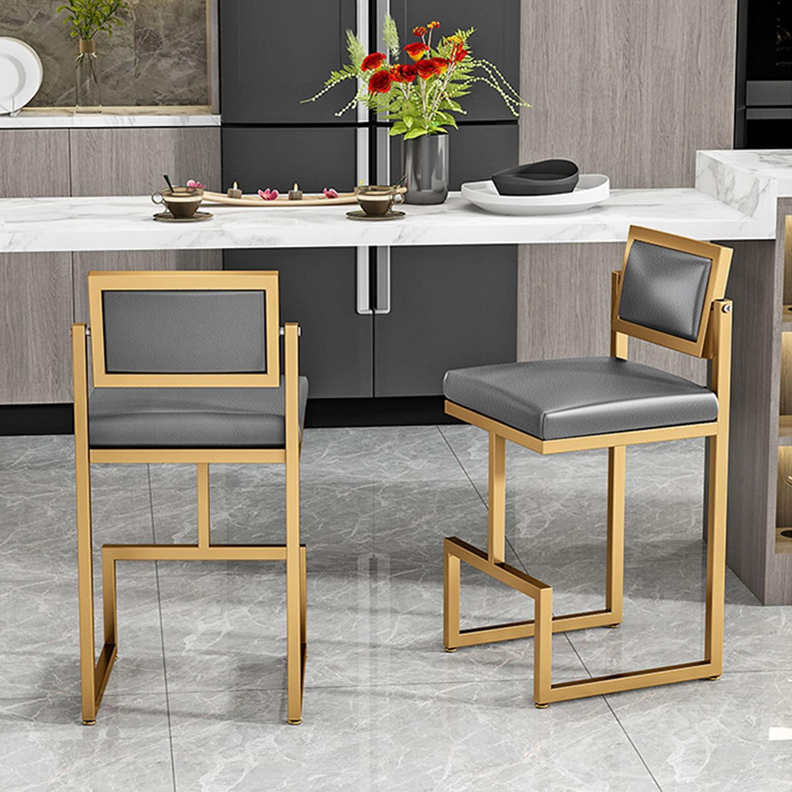 RobLux 26 Inch Bar Stools, Saddle Stools for Counter Height, Leather Bar Stools for Kitchen Counter, for Bar, Kitchen, Dining Room, Living Room and Bistro Pub