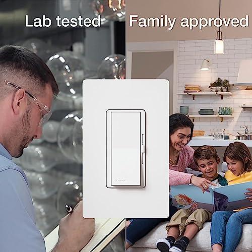 Lutron Lutron Diva LED+ Dimmer for Dimmable LED, Halogen and Incandescent Bulbs with Wallplate | Single-Pole or 3-Way | DVWCL-153PH-WH | White