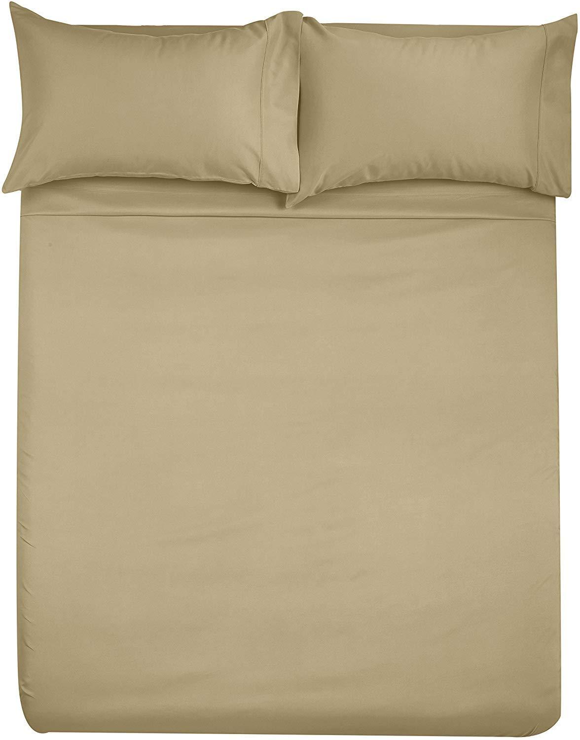 ARlinen Waterbed Sheets Queen Size 600 Thread Count 100% Cotton 21 Inches -Deep Pockets- Attached Waterbed Sheet Set- 4 Piece - Hotel Luxury Bed - Extra Soft -Taupe Solid Bed Sheets -Queen Waterbed Sheet