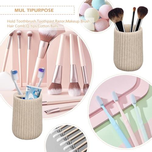 Tefola Tefola Beige Bathroom Accessories Set, 4 Pcs Resin Gift Set Apartment Necessities with Soap Dispenser,Toothbrush Holder,Bathroom Tumbler,Soap Dish for Vanity Countertop Accessories
