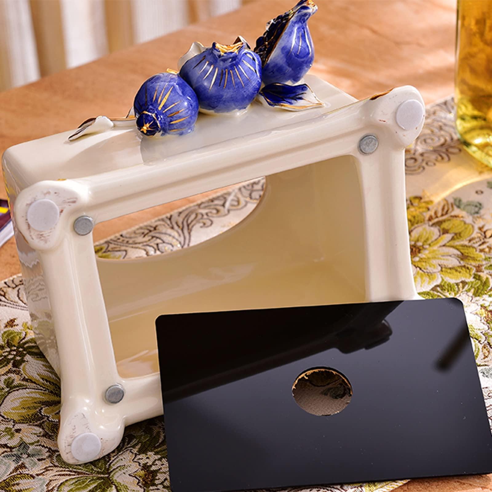 BONAD Tissue Holder Box European-Style Ceramic Tissue Box Living Room Bedroom Bedside Table Dining Table Creative Napkin Box Home Decoration Tissue Holder Case