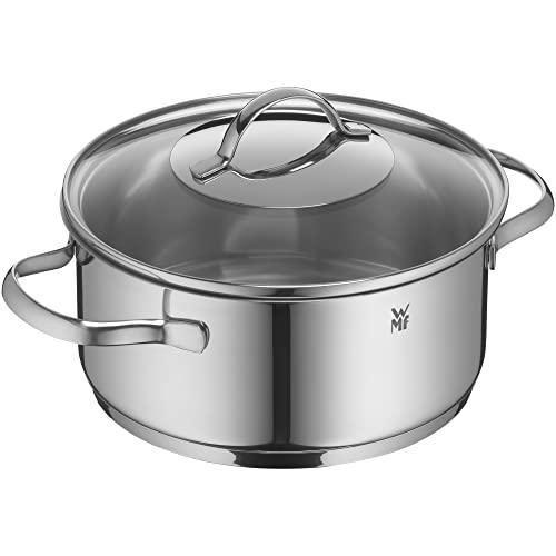 WMF WMF Pot Ø 20 cm Approx. 2.5L Provence Plus Pouring Rim Glass Lid Cromargan Stainless Steel Polished Suitable for Induction Hobs Dishwasher-Safe
