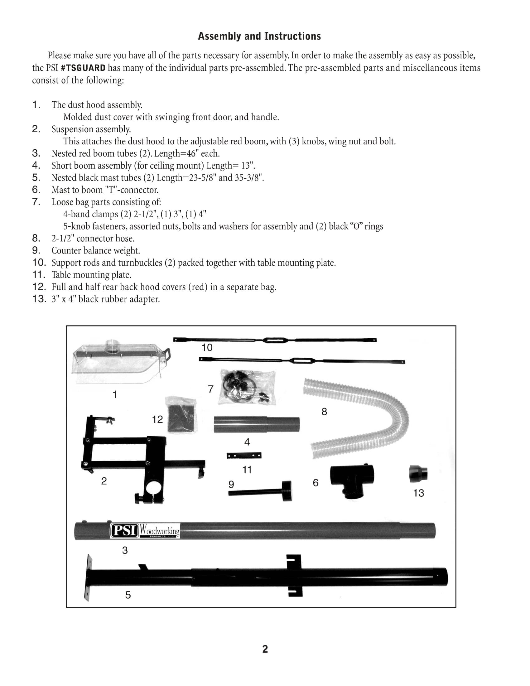 PSI Woodworking PSI Woodworking TSGUARD Table Saw Dust Collection Guard
