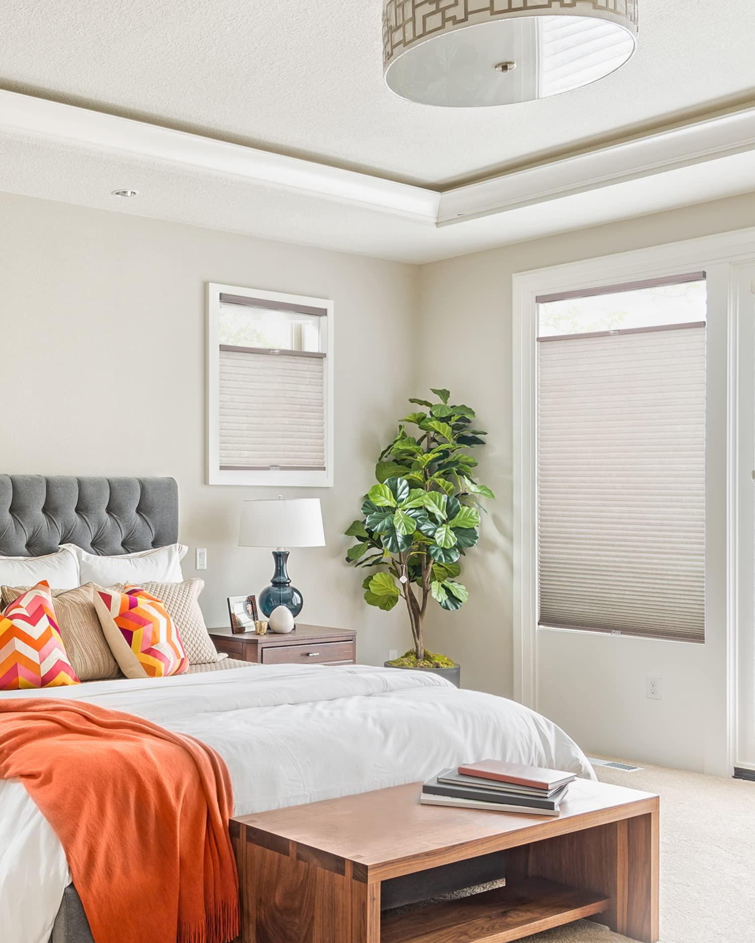 CHICOLOGY CHICOLOGY Cellular Shades, Top Down Bottom Up Shades, Blinds for Windows, Window Shades for Home, Door Blinds, Window Coverings, Cellular Blinds,Barnwood - Light Filtering, 26" W x 72" H