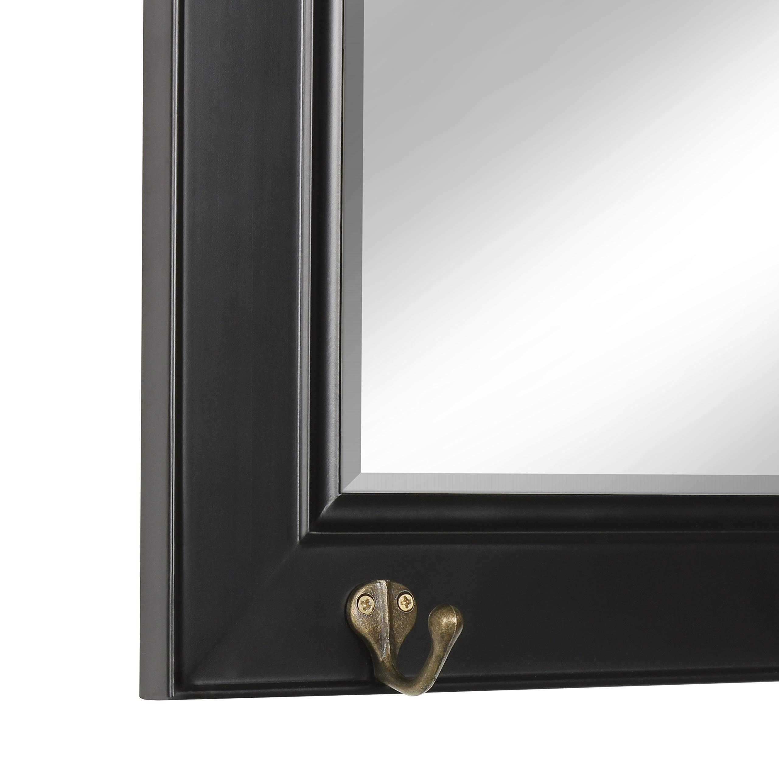 DesignOvation DesignOvation Kate and Laurel Pub Mirrors with 5 Metal Hooks, Black