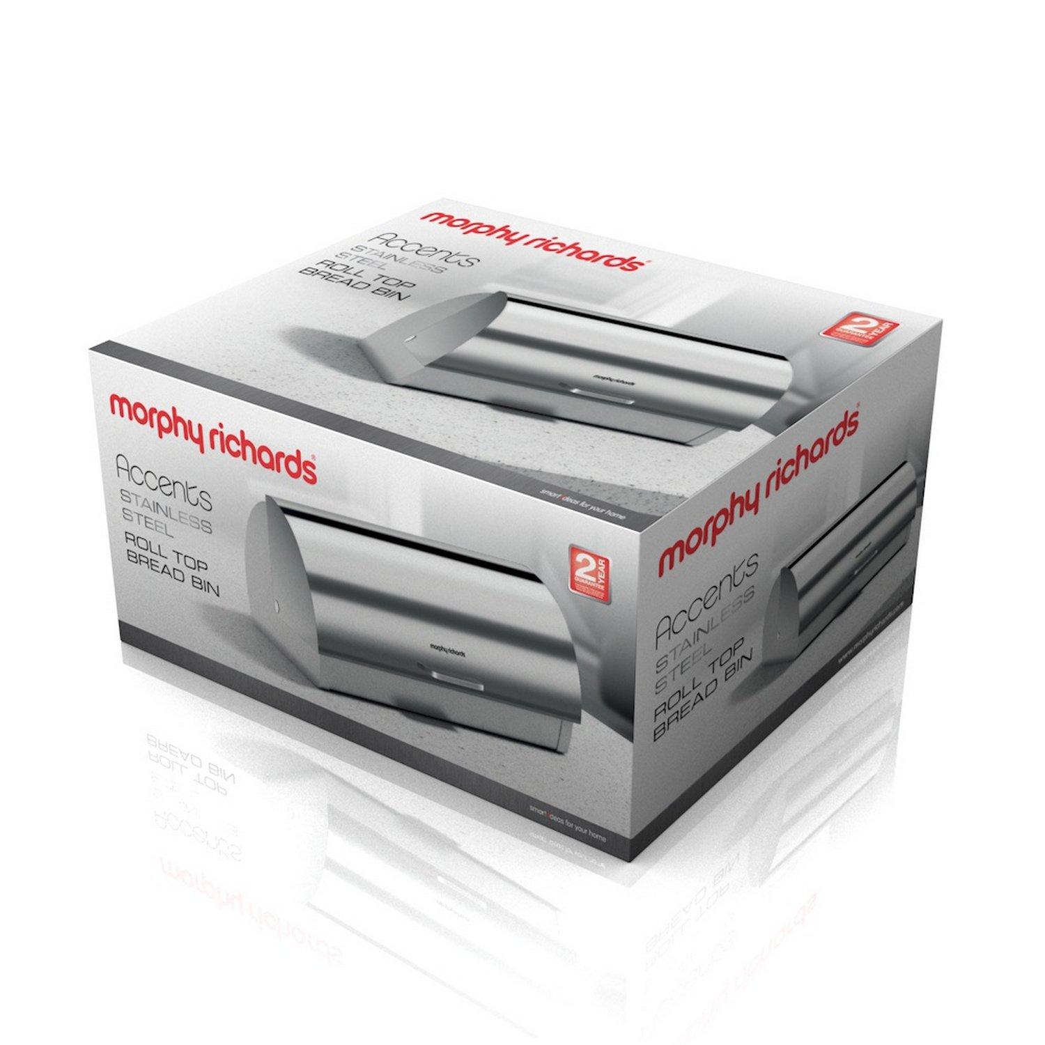 Morphy Richards Morphy Richards 46245 Accents Roll Top Bread Bin, Stainless Steel, Silver