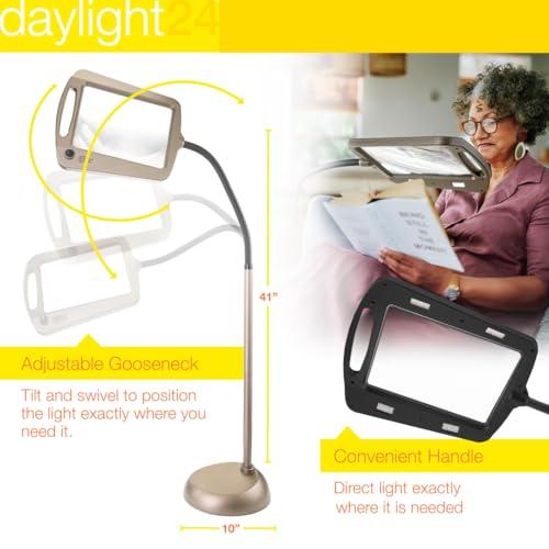 daylight24 daylight24 402039-BRNZ Full Page 8 x 10 Inch LED Illuminated Floor, Bronze Magnifier Lamp
