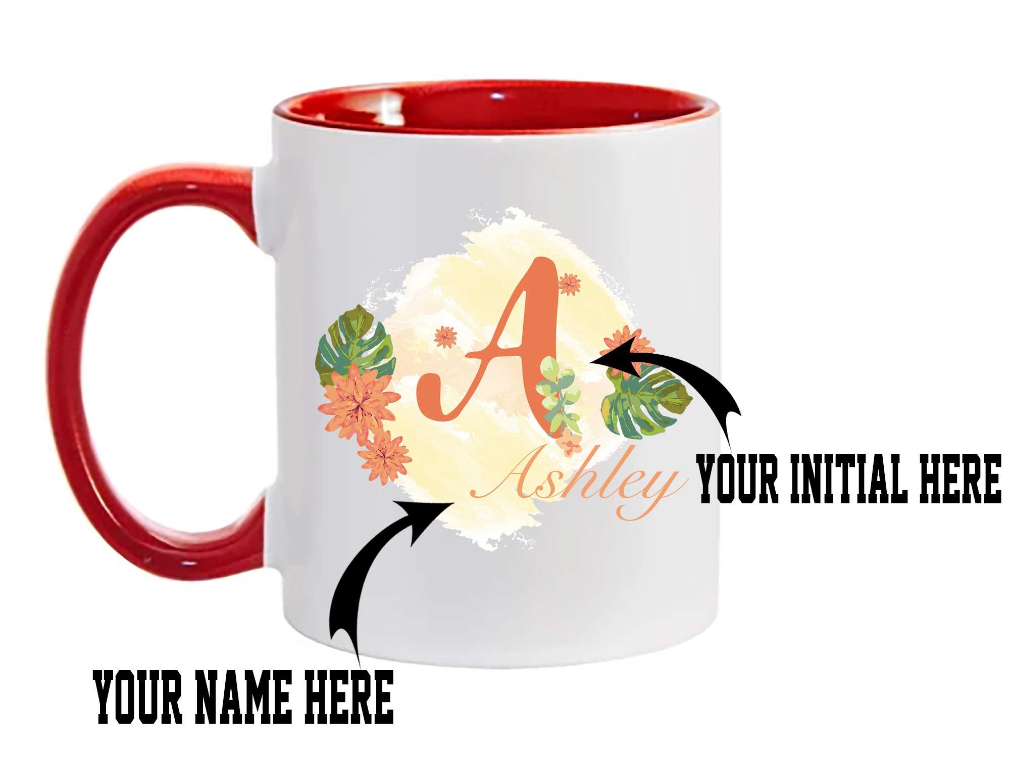 Just Customized Customized Ceramic Mugs, Your Personalied Text Novelty Mugs, Personalized With Your Text and Initial, Fathers Day, Custom Gifts