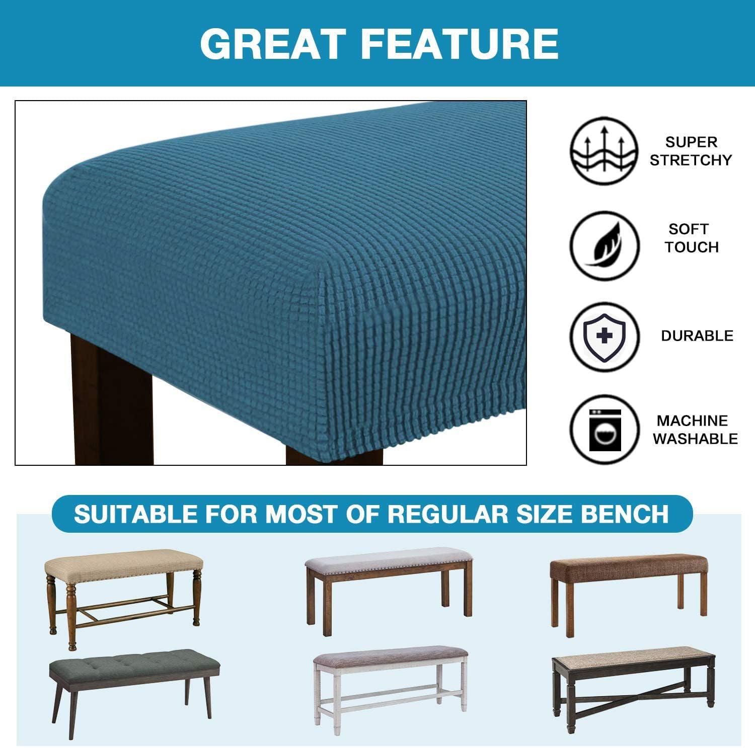 BRYER Bench Covers for Dining Room Kitchen Dinner Table, Removable Washable Bench Slipcover Seat Protector Cover for Cushion Chair Bedroom,Green,L