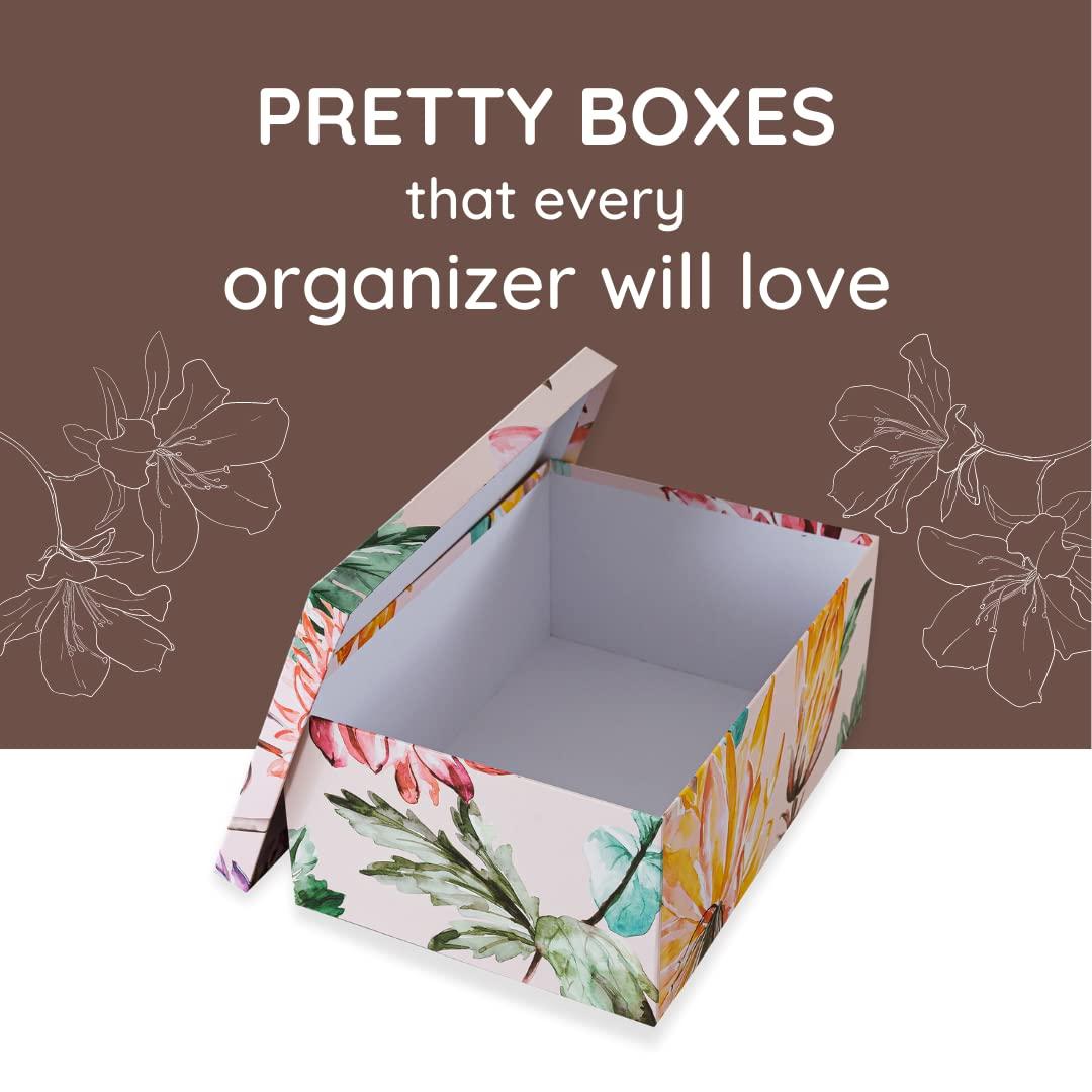Soul & Lane Soul & Lane Decorative Cardboard Storage Boxes with Lids for Home Decor and Organization, Set of 3 Large Keepsake Boxes for Memories & Gifts, Nesting Floral Photo Storage Containers, Beauty in Bloom