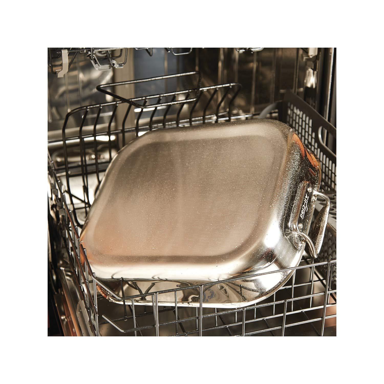 All-Clad All-Clad Specialty Stainless Steel Large Roaster with Nonstick Rack 13x16 Inch Oven Broiler Safe 500F Roaster Pan, Pots and Pans, Cookware Silver