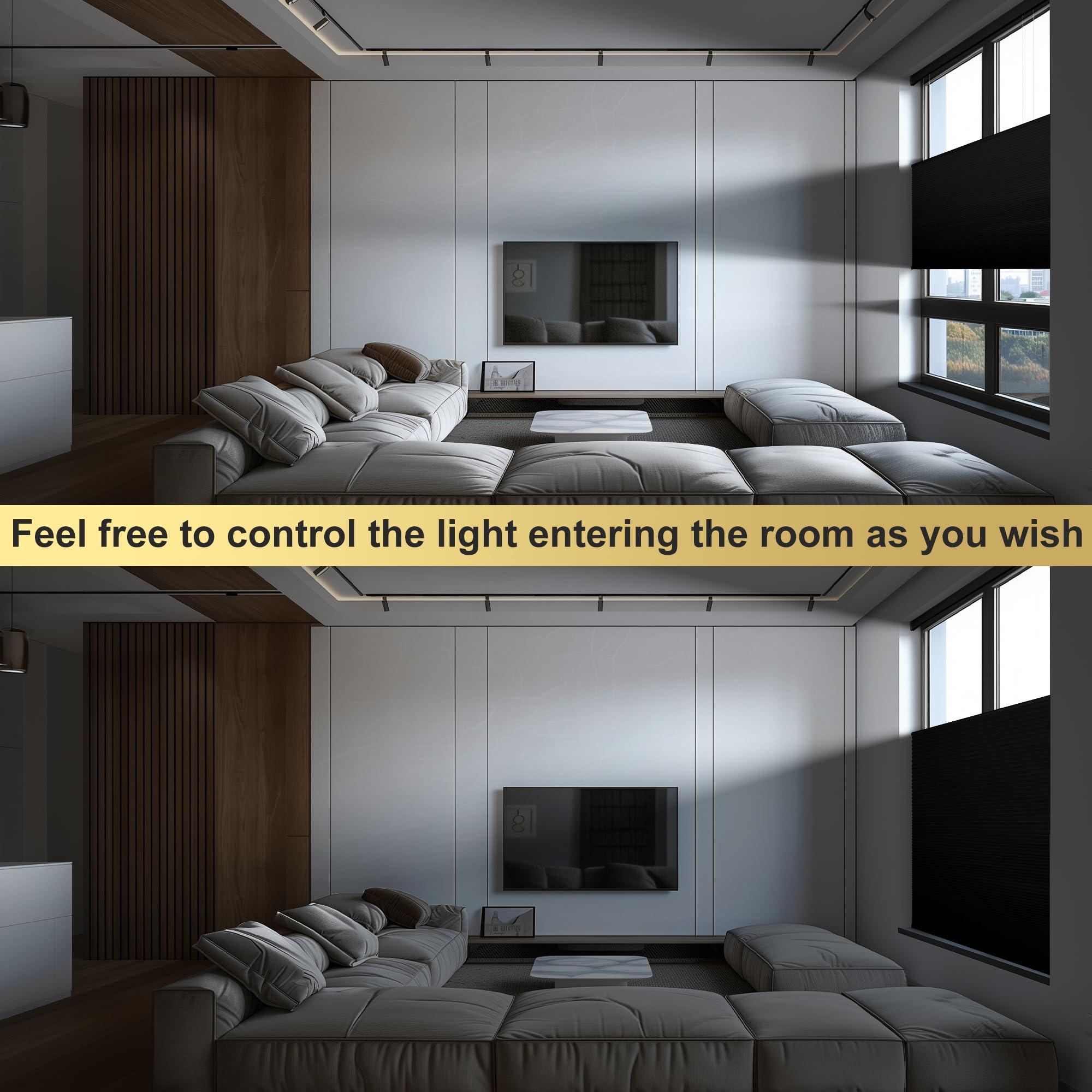 SEEUNANA SEEUNANA Top Down Bottom Up Blackout Cellular Shades,Cordless Cellular Blinds for Windows,Honeycomb Blinds with Thermal Insulated UV Protection. Easy to Install. Black. 19" W x 80" H