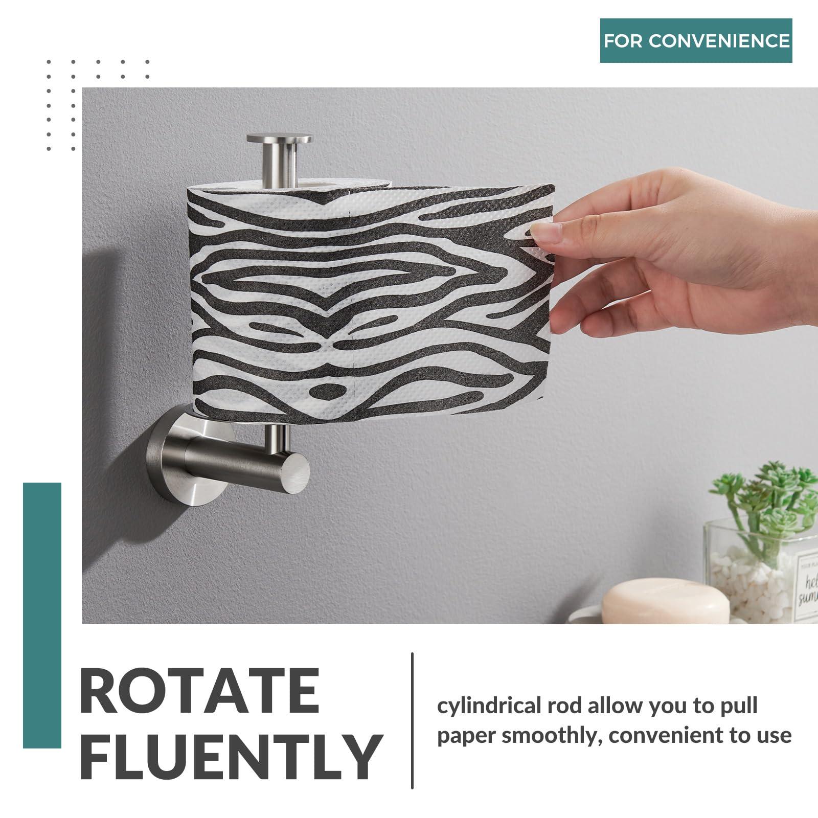 Aomasi Vertical Toilet Paper Holder, Aomasi SUS304 Stainless Steel Toilet Tissue Roll Hanger with Round Plate, Bathroom TP Roll Organizer, Wall Mounted, Brushed Nickel