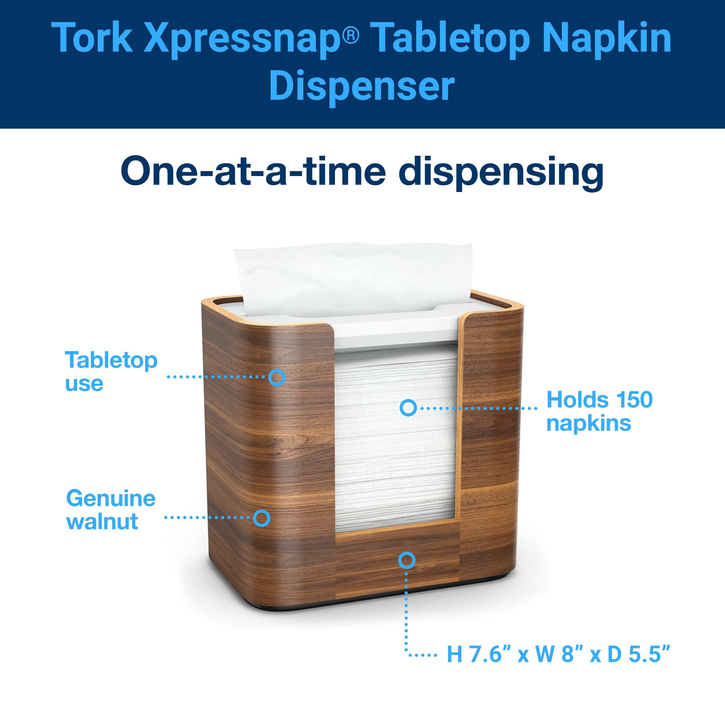 Tork Tork Xpressnap Tabletop Napkin Dispenser Walnut - N4 + Refill - White Dispenser Napkin, 12 x 500 napkins