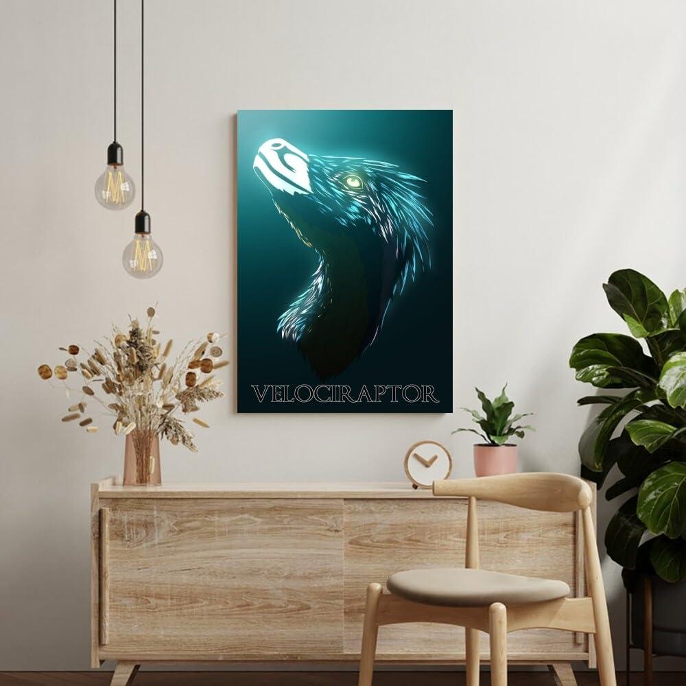 MLabyrinth MLabyrinth Velociraptor Dinosaur Poster Educational Art Species Name posters Dinosaur Wall Decor Canvas Print Kids Boys Nursery Bedroom Decorations-20x30inch- Unframed
