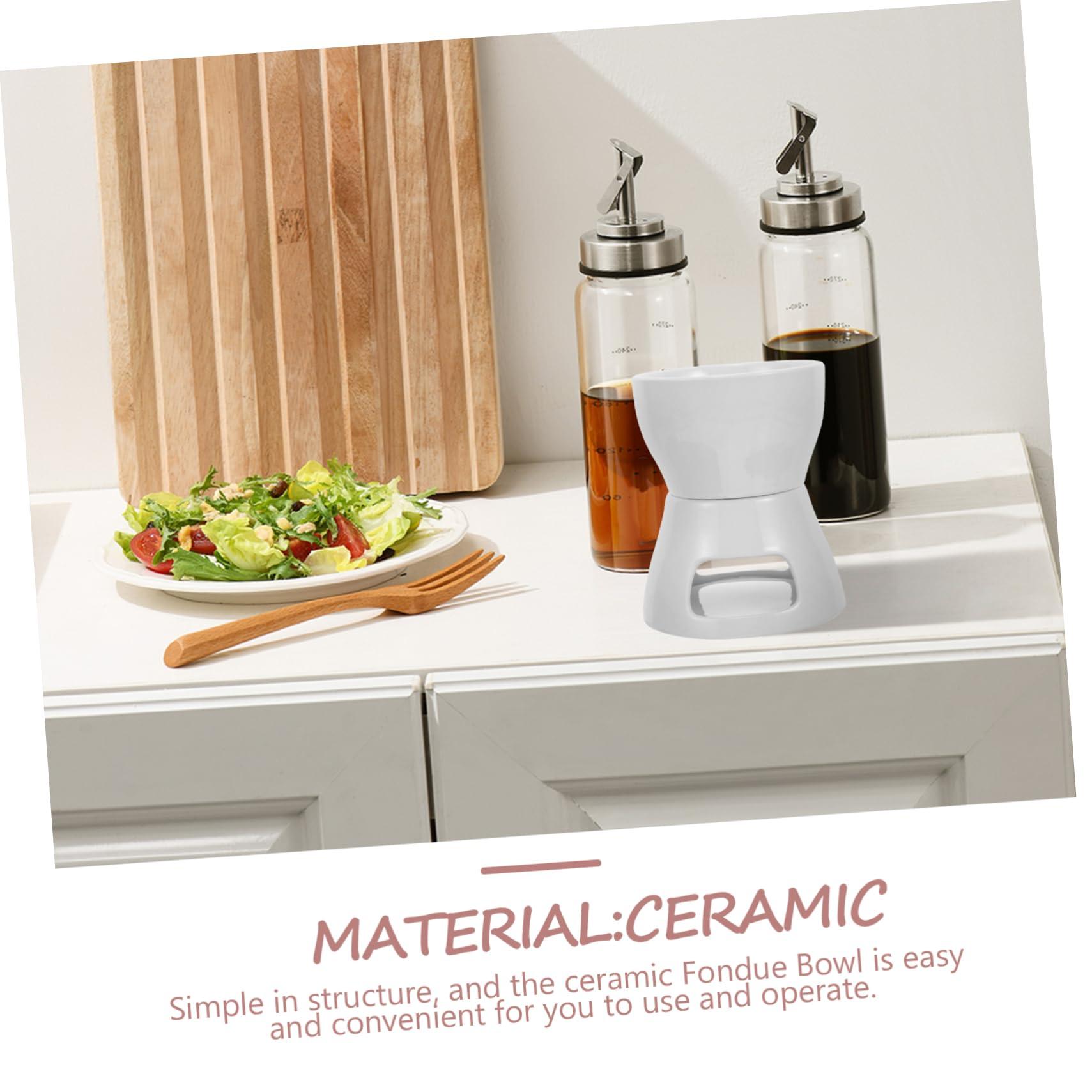 NAMOARLY NAMOARLY Cherry Blossom Ceramic Fondue Pot with Burner for Melting Chocolate Cheese and Butter Ideal for Desserts and Entertaining