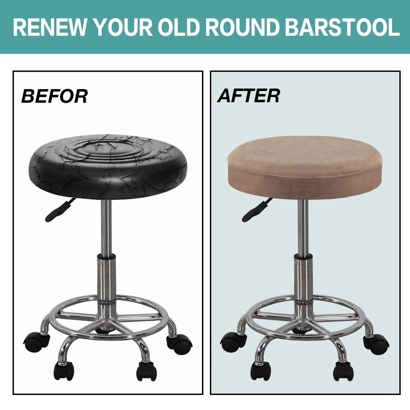 ATLION ATLION 2 pcs Bar Stool Covers Round Stool Cushion Covers Barstool Covers Stool Chair Covers for Kitchen Living Room Decor(C,16-18inch)