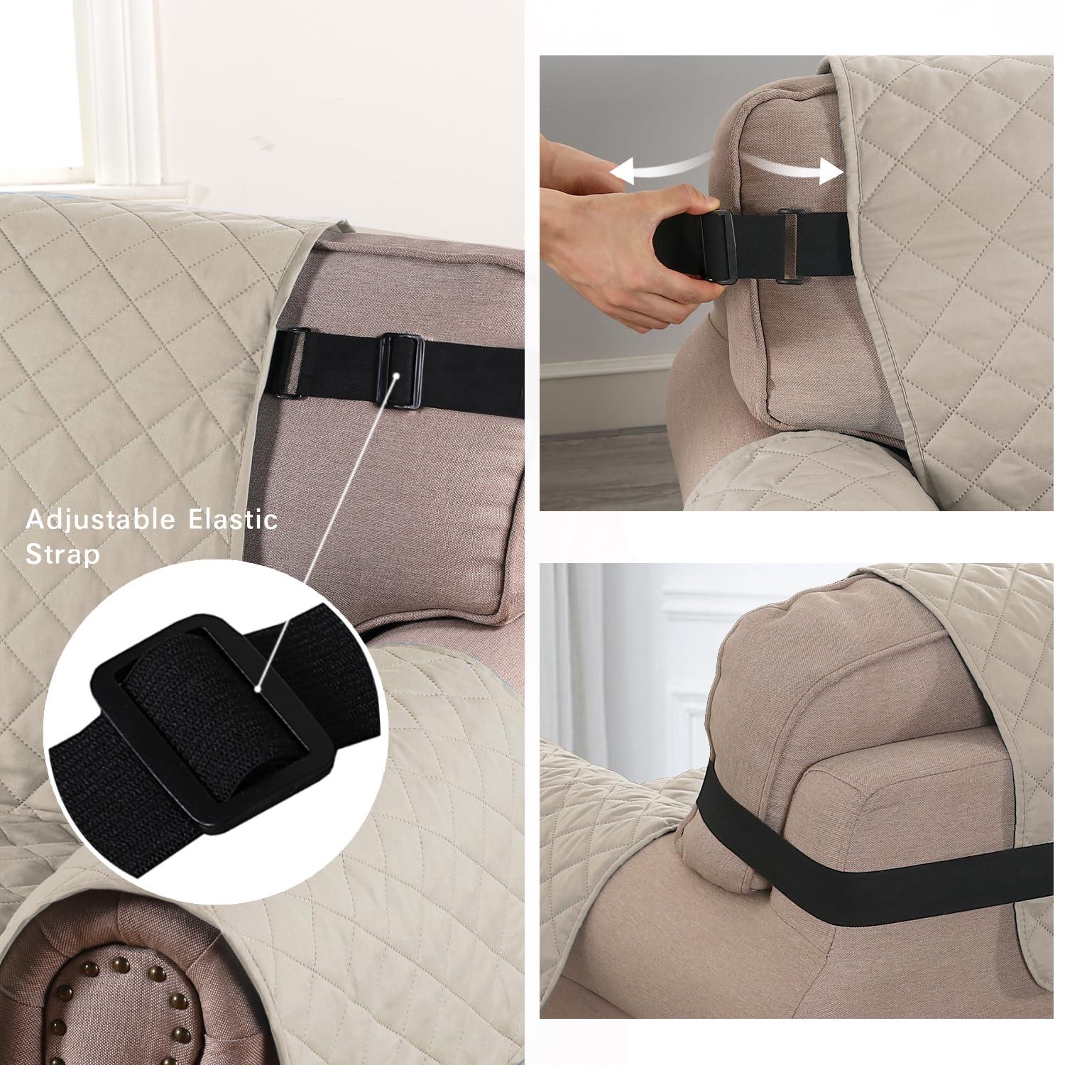 H.VERSAILTEX H.VERSAILTEX Reversible Couch Cover for 2 Cushion Couch Water Resistant Loveseat Washable Furniture Cover with Non-Slip Elastic Strap for Dogs, Pets, Kids(Oversized Loveseat, Pale Oak)