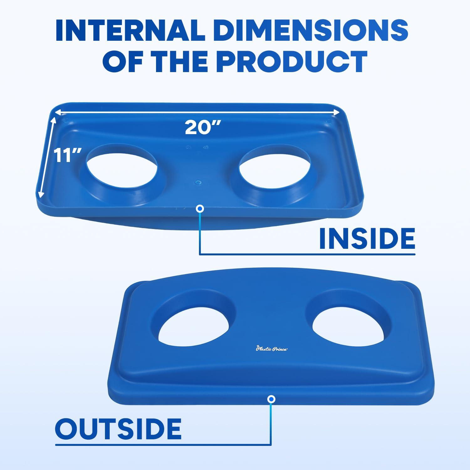 PLASTIC PRINCE Can Bottle Recycling Trash Can Lid with Holes, 23 Gallon Commercial Slim Jim trash Can Lid Top, Plastic Blue Waste Garbage Can Lid, Outdoor Recycling Bin Lid