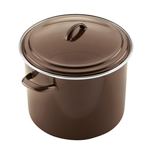 Ayesha Curry Kitchenware Ayesha Curry Enamel on Steel Stock Pot/Stockpot with Lid, 12 Quart, Brown Sugar