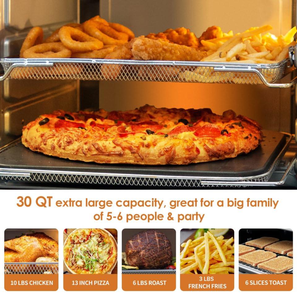 Nuwave NUWAVE Bravo XL Air Fryer Convection Toaster Oven Countertop, 112-in-1 Smart Grill Combo with Original Flavors & Marks, Adjustable Heating Zones for Pizza, Roast, Bake, 50-500F, Stainless Steel, 30QT