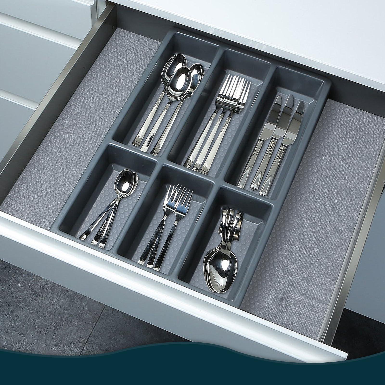 KIAIEIU Shelf Liners for Kitchen Cabinets Non-Adhesive & Washable,Non Slip Cabinet Liners for Shelves Waterproof & Oil Proof,Clear Plastic Drawer Liner,Easy to Cut & Food-Grade EVA 17.5\'\' x 10\' CT-1710