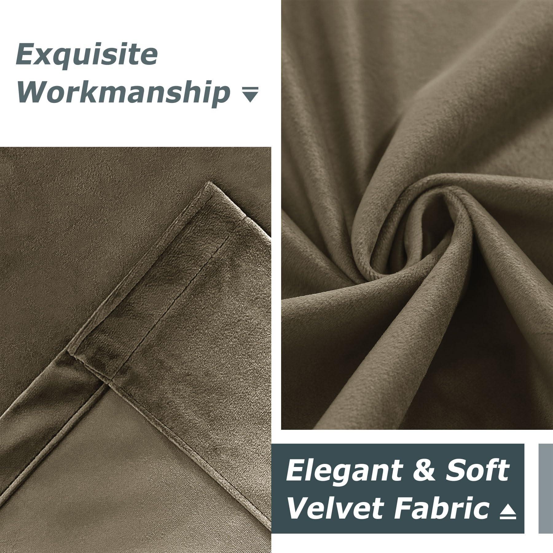 Frelement Frelement Velvet Drapes Room Darkening Drapes Backdrop Curtains for Media Movie Theater Room Flat Hooks Curtains Extra Wide Privacy Room Divider Curtains, 120" W x 102" L, 2 Panels, Sepia Tint