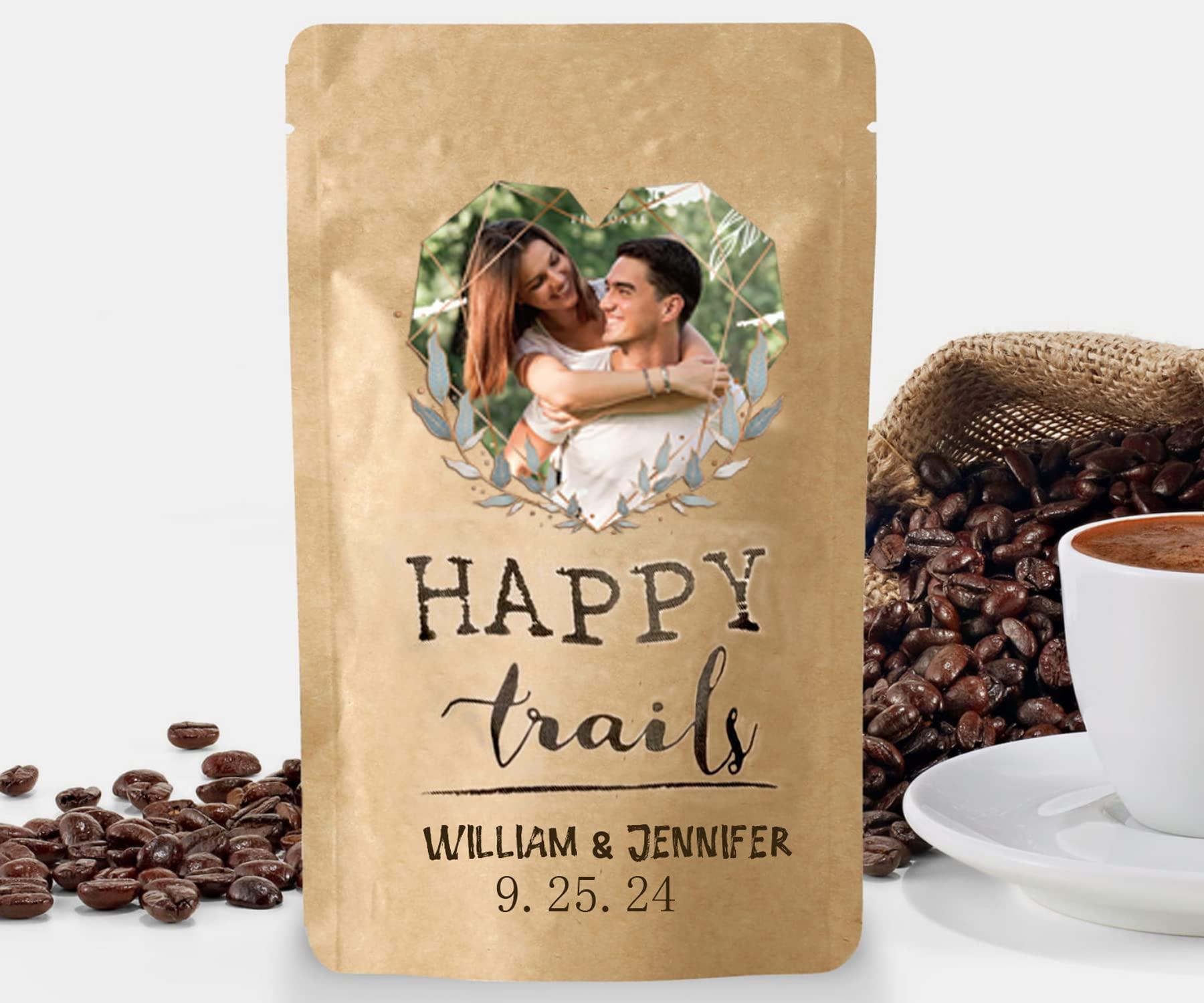 Amerixun Amerixun Custom The Perfect Blend Wedding Stand-up Pouch Bag, Personalized Bridal Shower Favor Gift,Happy Trails Tea Favor Pouch