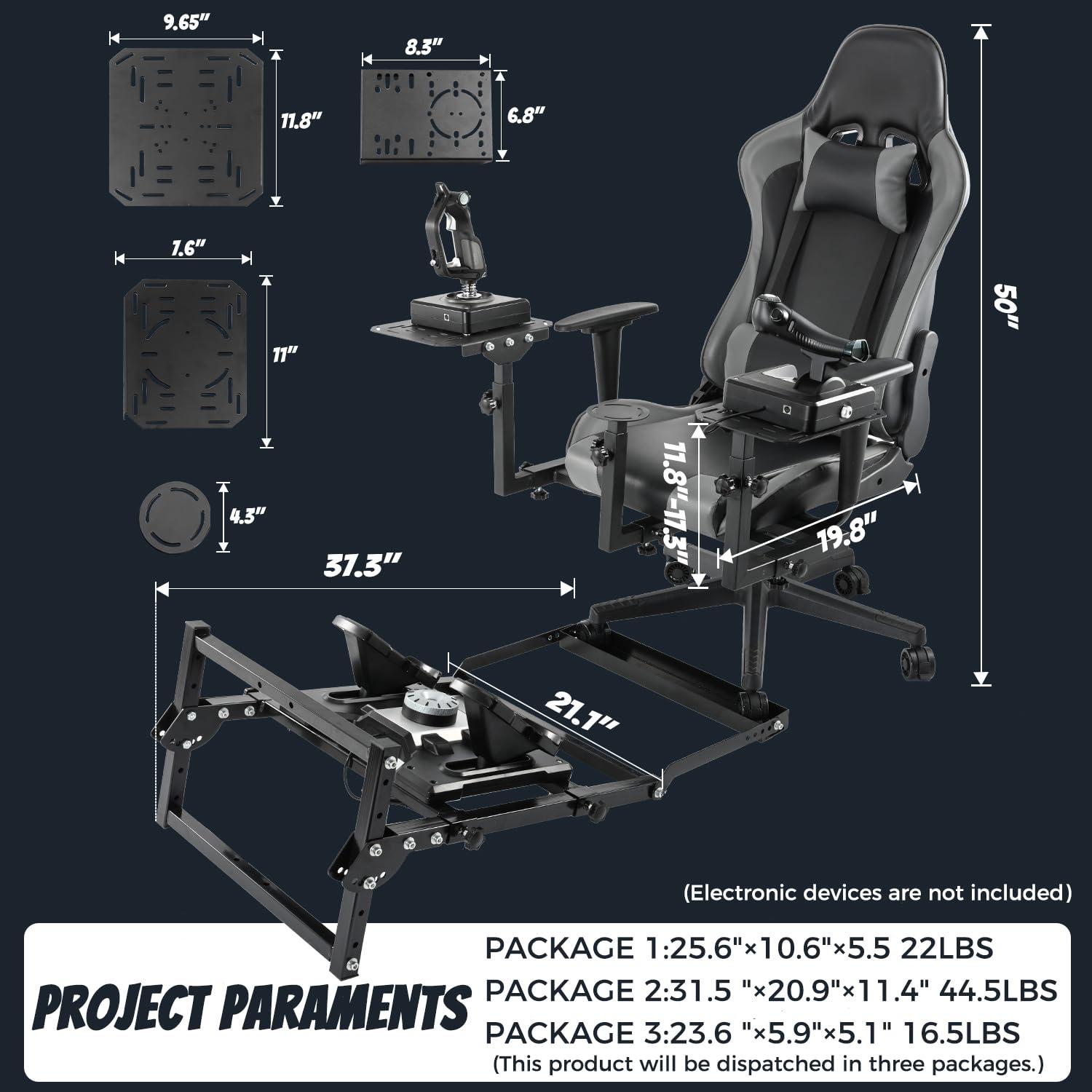 Gazzyt Gazzyt X52 Flight Simulator Cockpit Playseat with Foldable Pedal Stand Fit for Logitech X52PRO X56, Thrustmaster,Hotas Warthog, Not Included Pedals, Joystick and Throttle