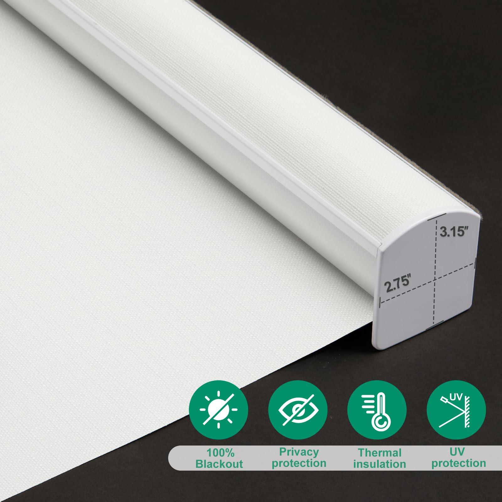 Tonature Tonature White Cordless 100% Blackout Roller Shades for Window Blinds with Valance, Free-Stop Thermal Insulated Roller Blinds for Windows Shades for Bedroom, Living Room,Home Office(39"W x 72"H,White)