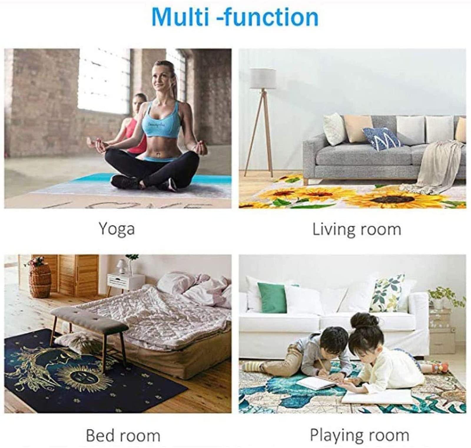 KeletiRug Modern Area Rug Blue Yellow Leaves Abstract Green Gold Pattern Designer Carpet Living Bedroom Dining Room Home Decorator Soft Non-Slip Large Home Floor Carpet 78" x 118"