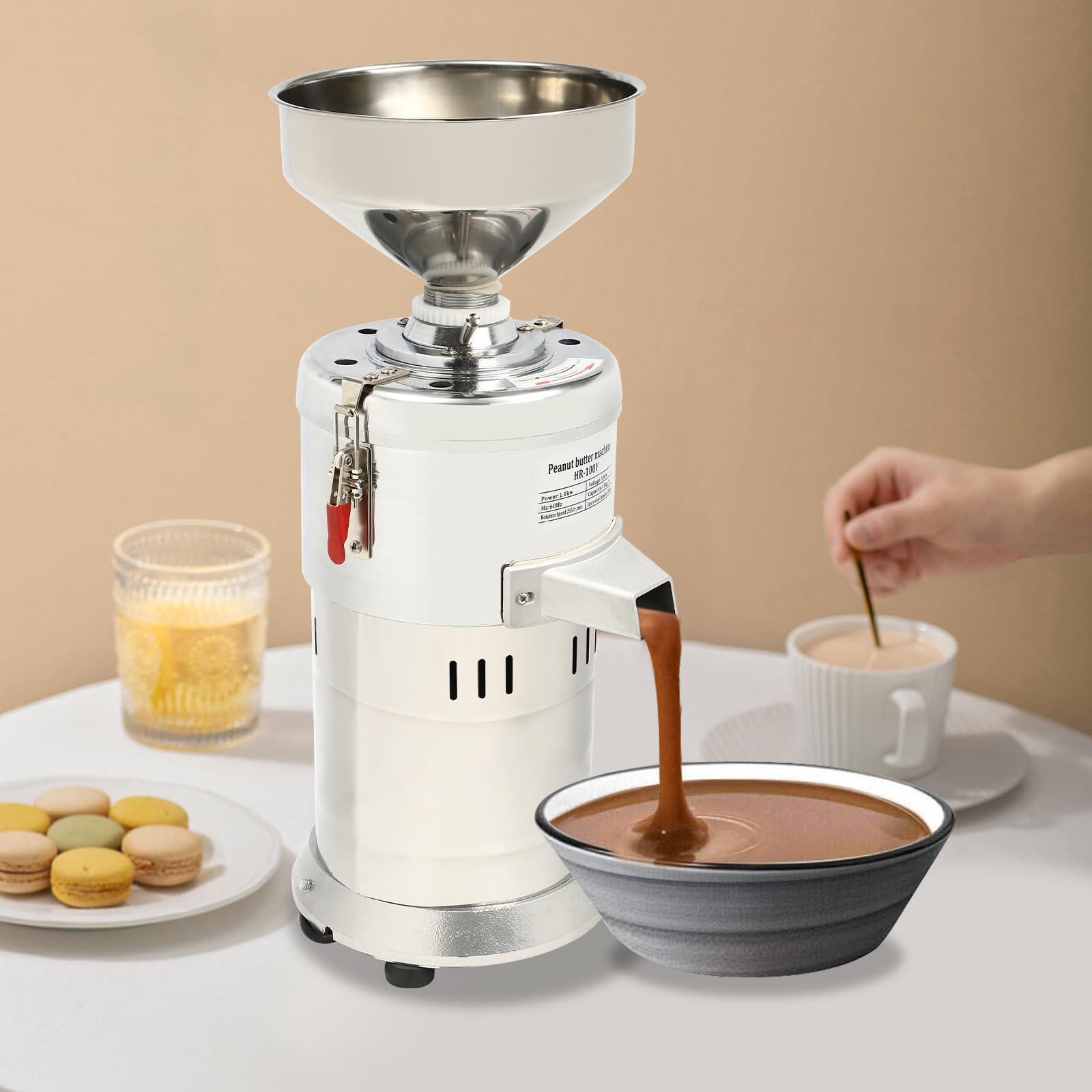 DYRABREST Peanut Butter Maker Machine, Nut Butter Machine, Electric Grain Grinder Peanut Butter Maker Sesame Sauce Grinder Home/Commercial for Groundnut, Almond, Cashew Nut and Sesame 110V 33lb/h 1100W