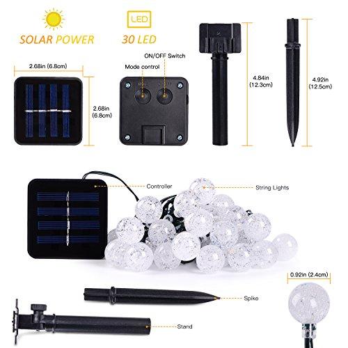 BAOANT BAOANT Solar String Lights Fairy Lights 20Ft 30 LED Crystal Ball String Lights Starry Lights Globe String Lights for Garden Home Patio Indoor Outdoor(Warm-White)