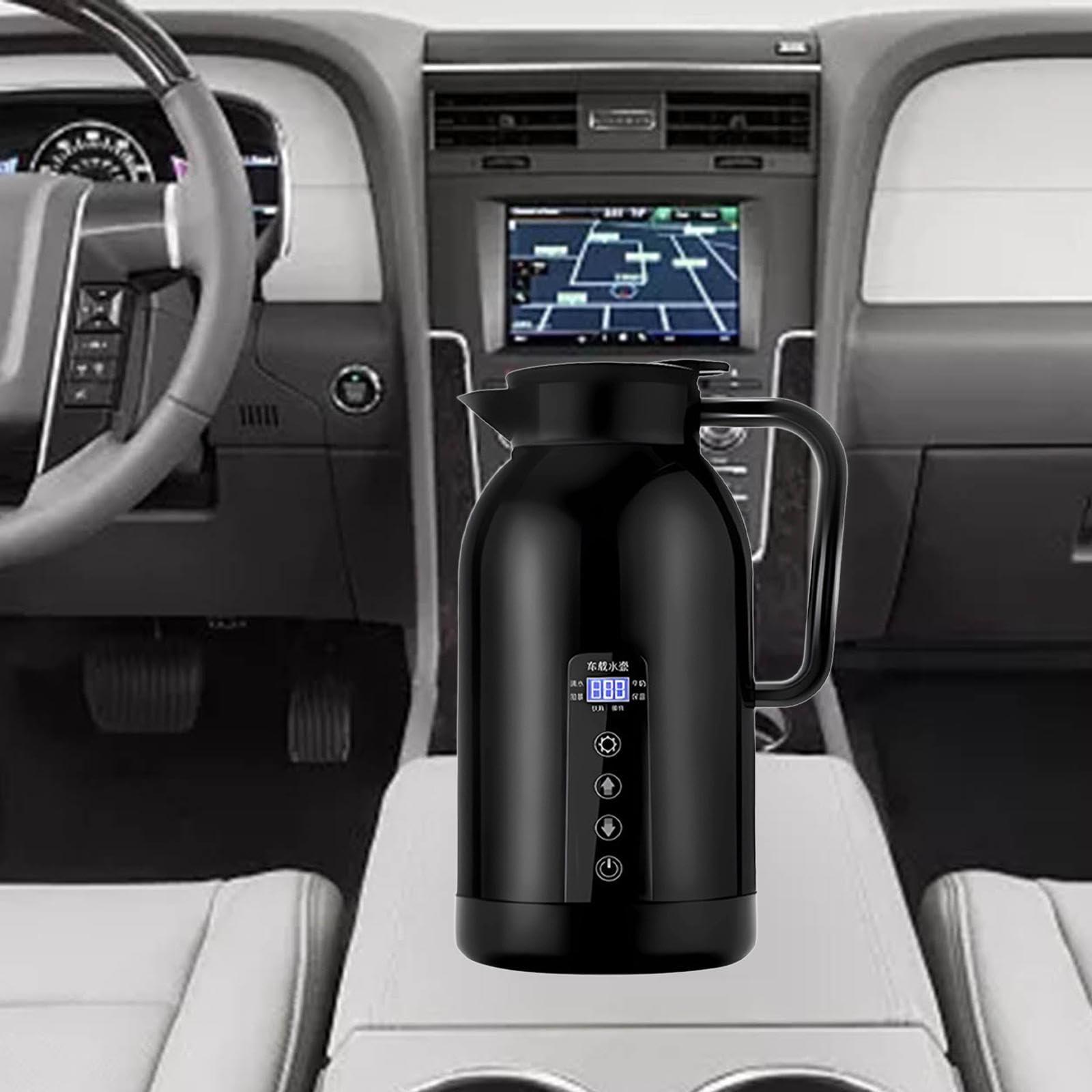 Generic Car Kettle Boiler Hot Water Bottle 12V-24V LCD Digital Display Heating Bottle Car Electric Kettle for Road Trips Camping