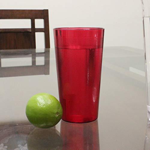 Thunder Group NEW, 20 oz. Restaurant Tumbler Beverage Cup, Stackable Cups, Break-Resistant Commmerical Plastic, Set of 6 - Ruby Red